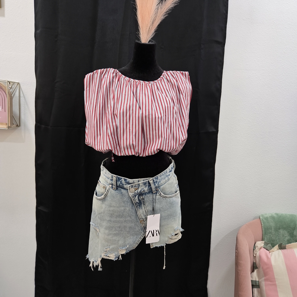 Zara Red Striped Blouse